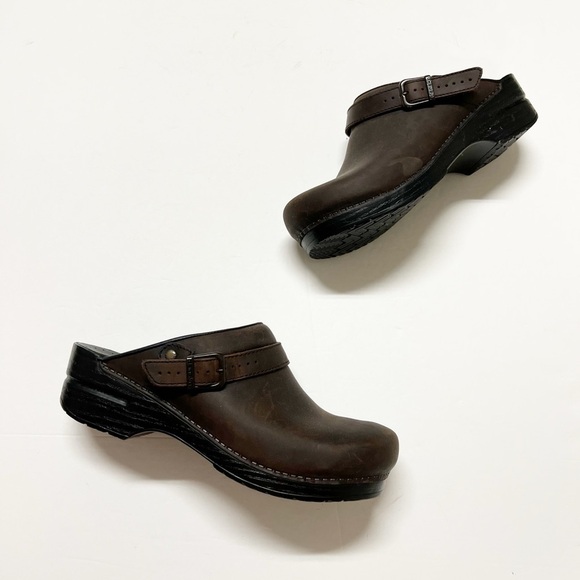 Dansko Womens Antiqued Brown Leather Ingrid Oiled Heritage Clog Mule Size 12 - Picture 3 of 10